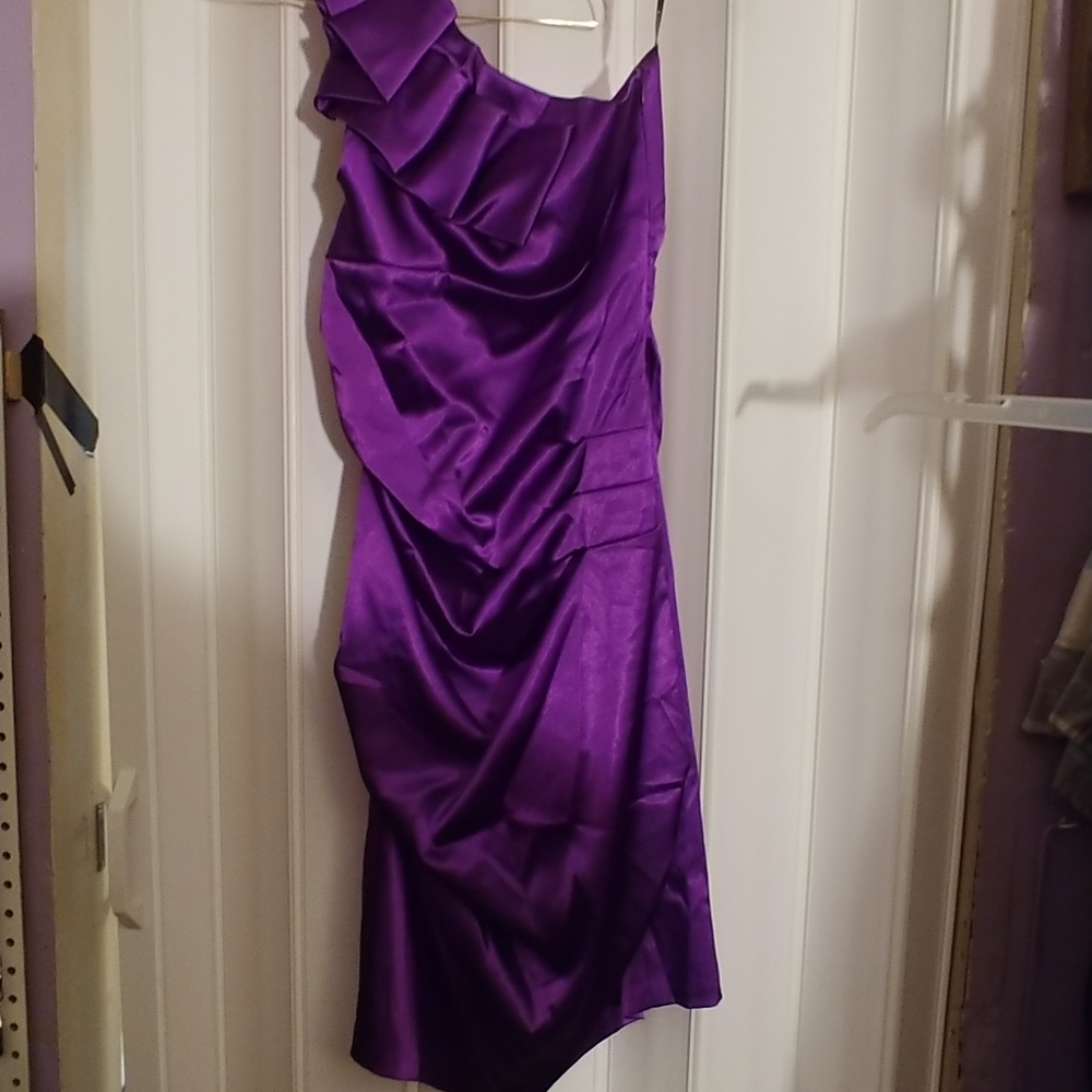 Purple one shoulder dress